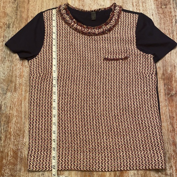 J. Crew Woven Multi colored Dressy T-Shirt Small - Picture 8 of 10
